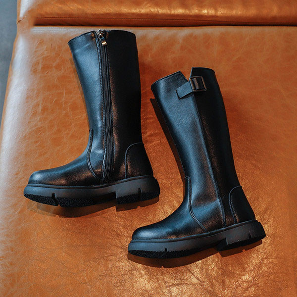 Παιδικές έκο δερμάτινες μπότες με φερμουάρ για κορίτσια