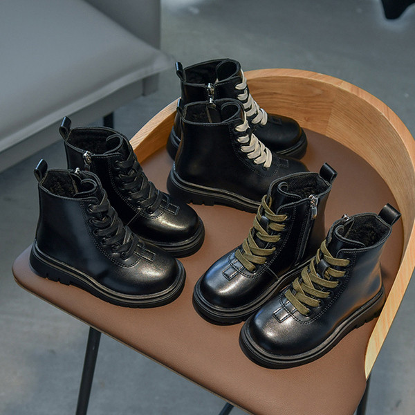 Παιδικές μπότες από οικολογικό δέρμα με δαντέλα κλασικό  μοντέλο για κορίτσια