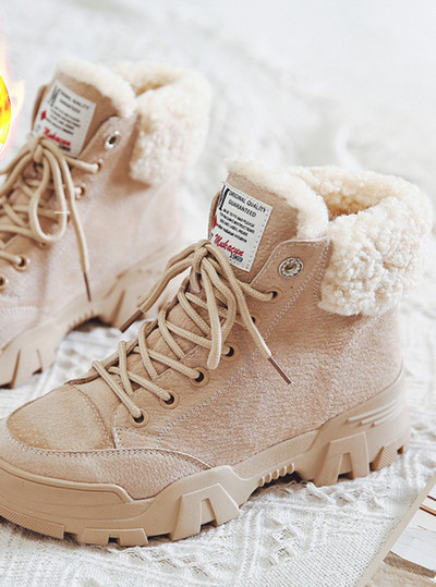 Χειμερινές παιδικές μπότες για κορίτσια με πουλόβερ και κορδόνια