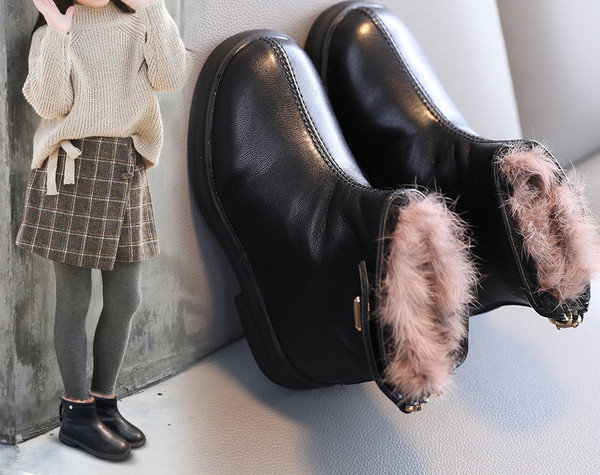 Παιδικές μπότες από οικολογικό δέρμα με ζεστή επένδυση για κορίτσια