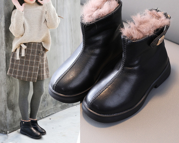 Παιδικές μπότες από οικολογικό δέρμα με ζεστή επένδυση για κορίτσια