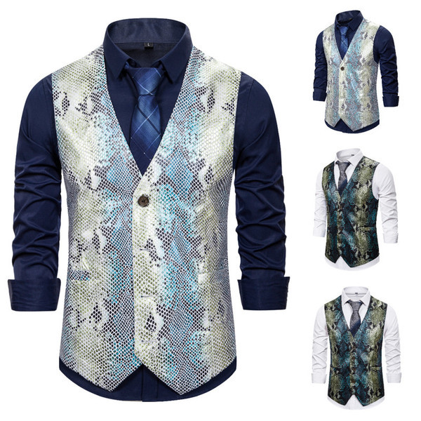 Μοντέρνο ανδρικό γιλέκο με άνιμαλ πιντ