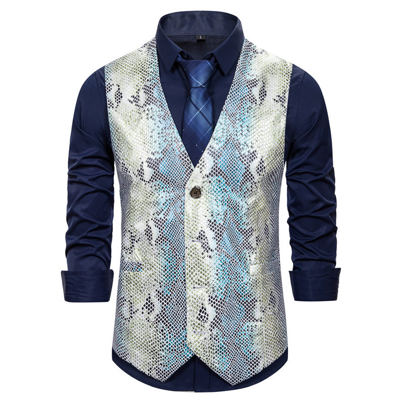 Μοντέρνο ανδρικό γιλέκο με άνιμαλ πιντ