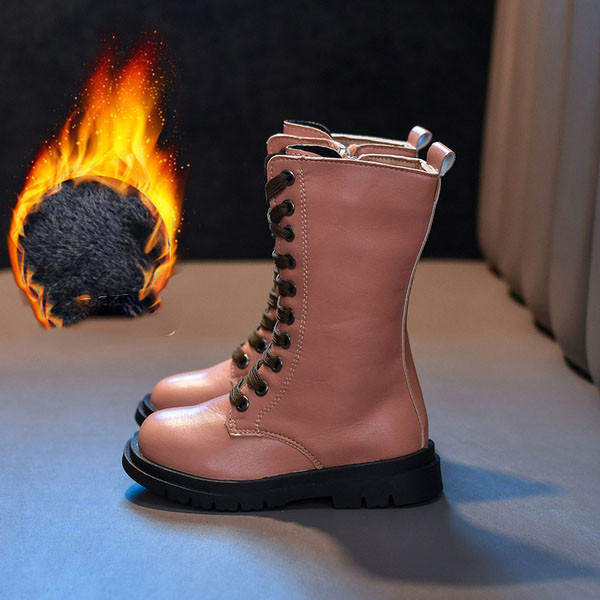 Νέο μοντέλο παιδικές έκο δερμάτινες μπότες  με κορδόνια - για κορίτσια