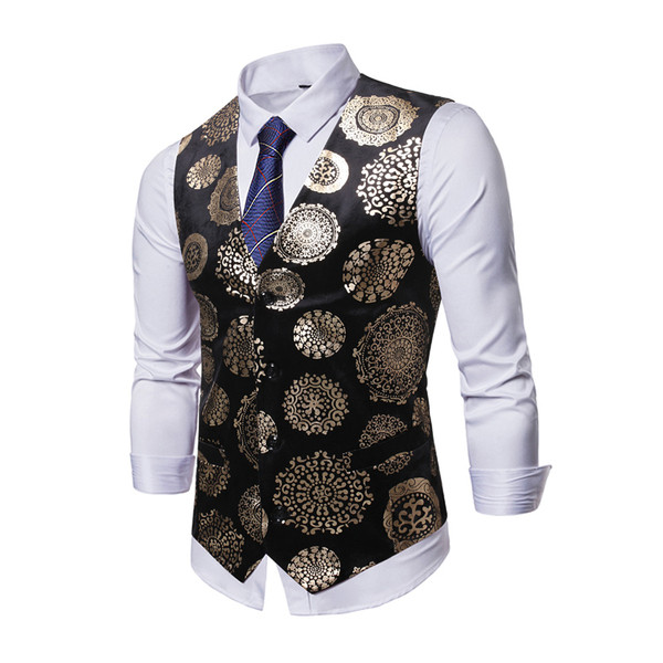 Ανδρικό μοντέρνο γιλέκο με τύπωμα και λαιμόκοψη
