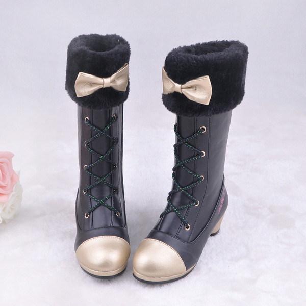 Rudeniniai-žieminiai batai su kaspinu ir pūkais mergaitėms