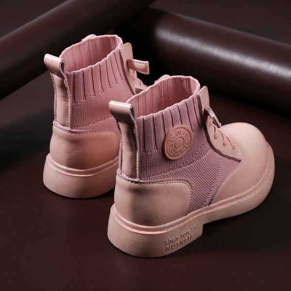 Παιδικές έκο δερμάτινες μπότες με κορδόνια και επίπεδη σόλα - δύο χρώματα