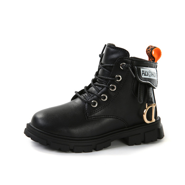 Παιδικές μπότες από οικολογικό δέρμα και βελούδο με κορδόνια