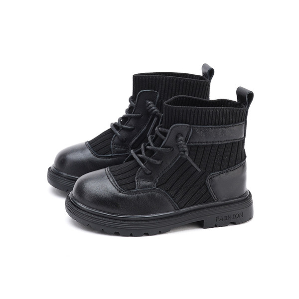 Νέο μοντέλο παιδικές μπότες με επίπεδη σόλα σε μαύρο χρώμα