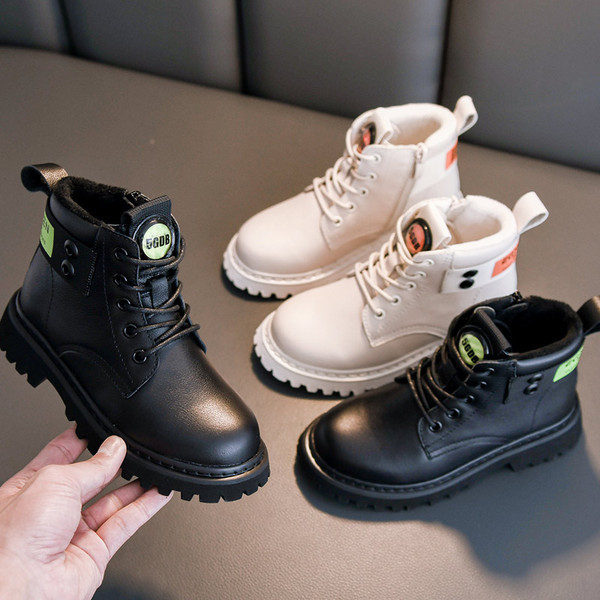 Μοντέρνες παιδικές μπότες για κορίτσια με κορδόνια - οικολογικό δέρμα