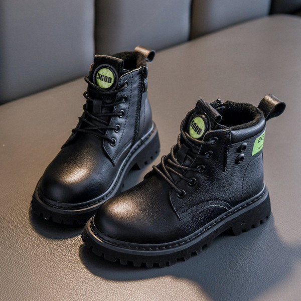 Μοντέρνες παιδικές μπότες για κορίτσια με κορδόνια - οικολογικό δέρμα