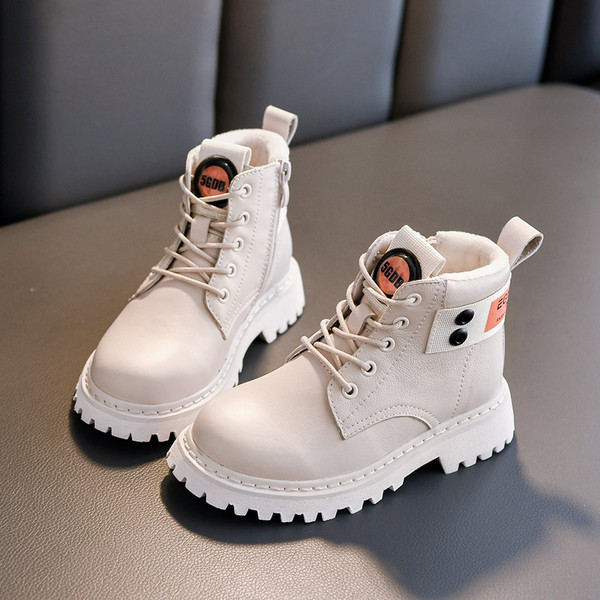 Μοντέρνες παιδικές μπότες για κορίτσια με κορδόνια - οικολογικό δέρμα