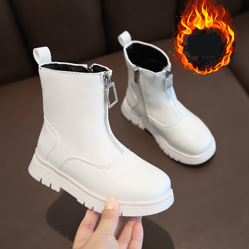 Παιδικές μπότες από οικολογικό δέρμα με φερμουάρ για κορίτσια - διάφορα μοντέλα