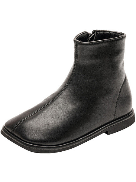 Παιδικές έκο δερμάτινες μπότες με επίπεδη σόλα σε διάφορα χρώματα