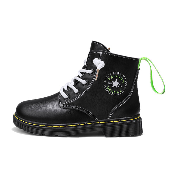 Casual μπότες για κορίτσια από οικολογικό δέρμα με επίπεδη σόλα και κορδόνια