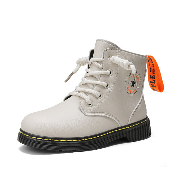 Casual μπότες για κορίτσια από οικολογικό δέρμα με επίπεδη σόλα και κορδόνια