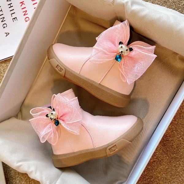 Παιδικές μπότες με κορδέλα και τρισδιάστατο στοιχείο