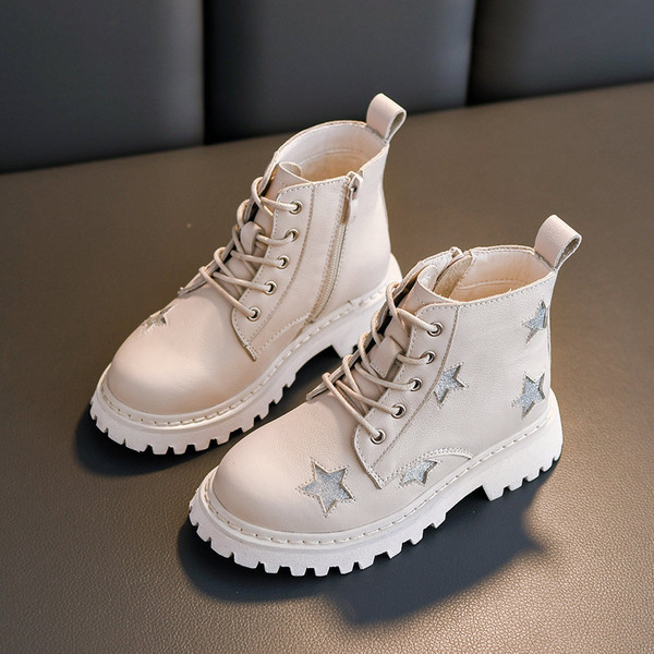 Μοντέρνες παιδικές μπότες για κορίτσια από οικολογικό δέρμα με κορδόνια