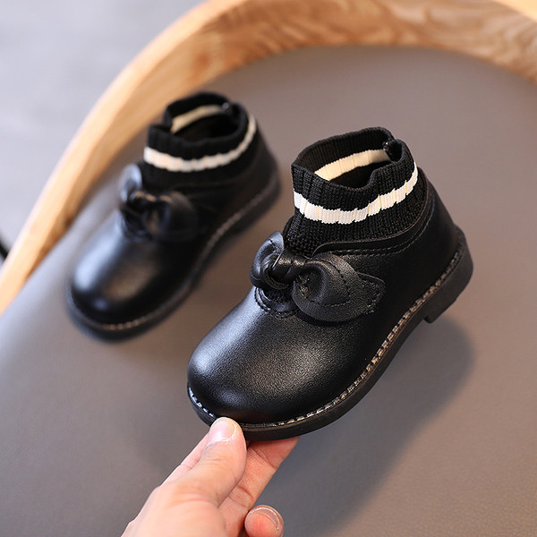 Παιδικές μπότες για κορίτσια από οικολογικό δέρμα και υφάσματα με κορδέλα