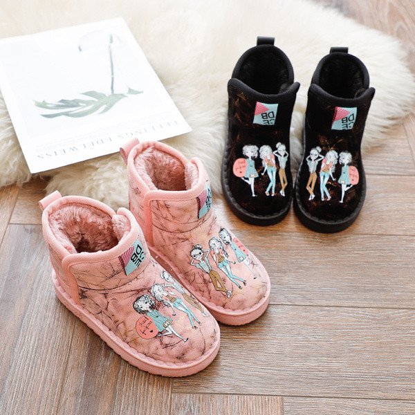 Šiuolaikiški vaikiški batai su šiltu pamušalu ir aplikacija