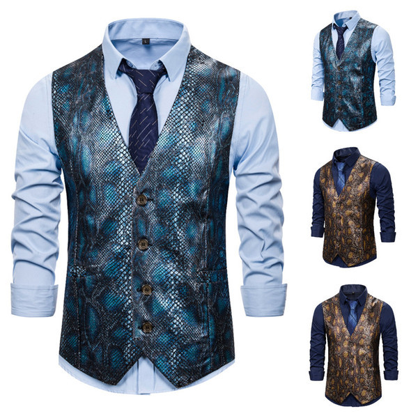 Ανδρικό γιλέκο μοντέρνο με άνιμαλ εκτύπωση
