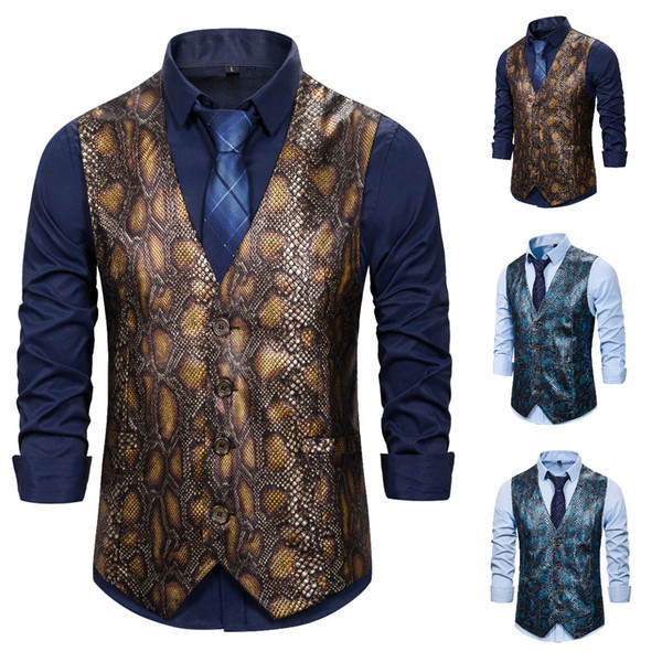 Ανδρικό γιλέκο μοντέρνο με άνιμαλ εκτύπωση