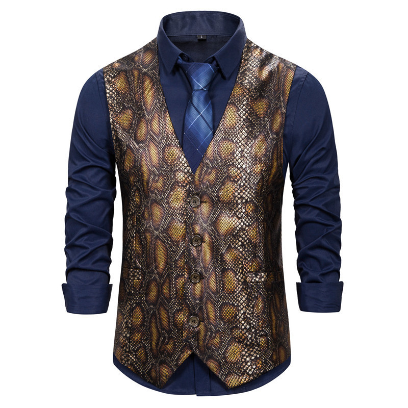 Ανδρικό γιλέκο μοντέρνο με άνιμαλ εκτύπωση