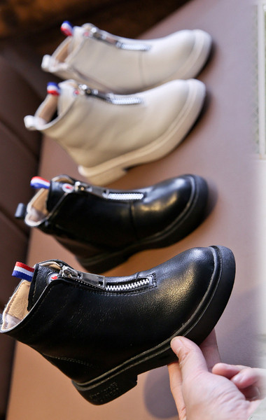 Μοντέρνες παιδικές έκο δερμάτινες μπότες με φερμουάρ για κορίτσια