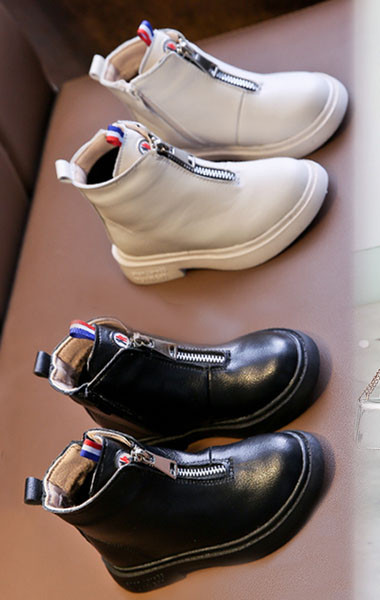 Μοντέρνες παιδικές έκο δερμάτινες μπότες με φερμουάρ για κορίτσια