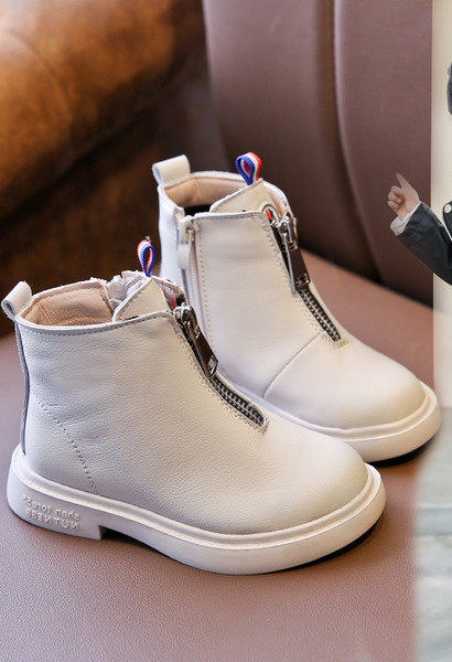 Μοντέρνες παιδικές έκο δερμάτινες μπότες με φερμουάρ για κορίτσια