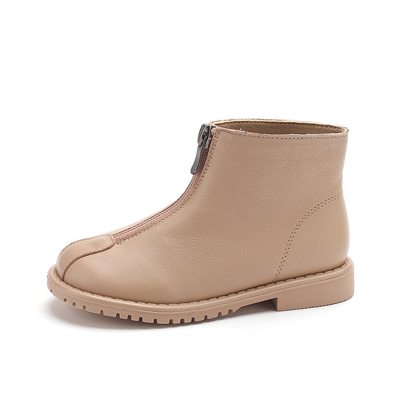 Παιδικές έκο δερμάτινες μπότες με επίπεδη σόλα και φερμουάρ κατάλληλο για κορίτσια