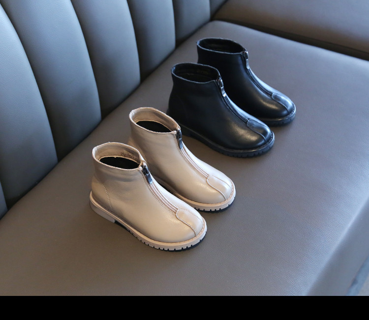 Παιδικές έκο δερμάτινες μπότες με επίπεδη σόλα και φερμουάρ κατάλληλο για κορίτσια