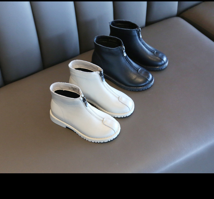 Παιδικές έκο δερμάτινες μπότες με επίπεδη σόλα και φερμουάρ κατάλληλο για κορίτσια