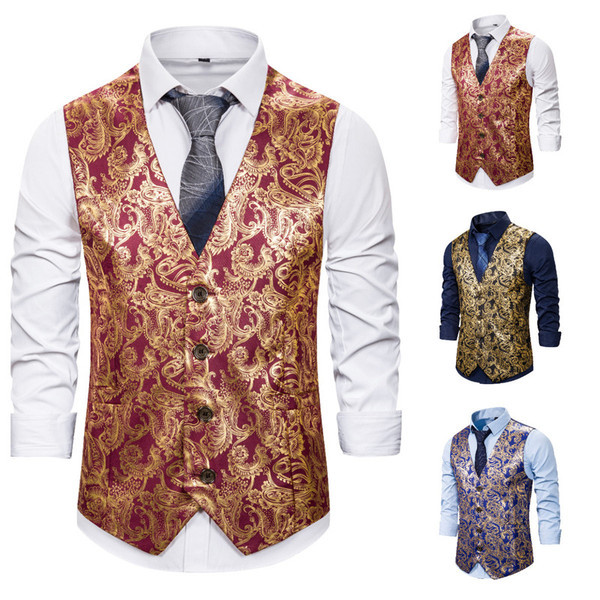 Κομψό ανδρικό γιλέκο με κεντήματα V-neck