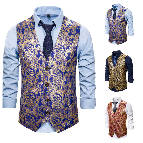 Κομψό ανδρικό γιλέκο με κεντήματα V-neck