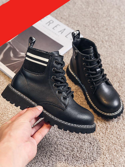 Νέο μοντέλο παιδικές έκο δερμάτινες μπότες για κορίτσια με κορδόνια