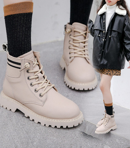 Νέο μοντέλο παιδικές έκο δερμάτινες μπότες για κορίτσια με κορδόνια