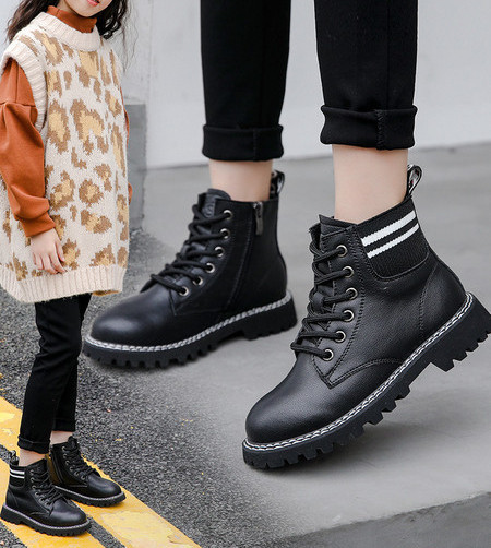 Νέο μοντέλο παιδικές έκο δερμάτινες μπότες για κορίτσια με κορδόνια