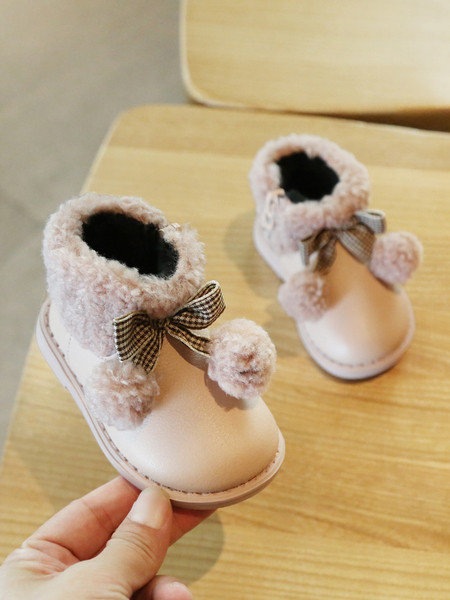 Παιδικές μπότες με κορδέλα και γούνα - για κορίτσια