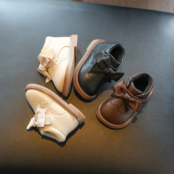 Παιδικές μπότες άνοιξη-φθινόπωρινές  από οικολογικό δέρμα με κορδέλα για κορίτσια