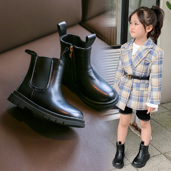 Έκο δερμάτινες παιδικές μπότες με επίπεδη σόλα - για κορίτσια