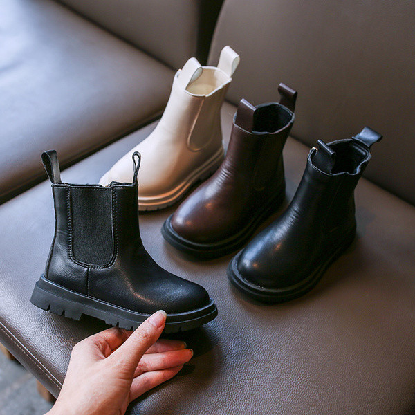 Έκο δερμάτινες παιδικές μπότες με επίπεδη σόλα - για κορίτσια