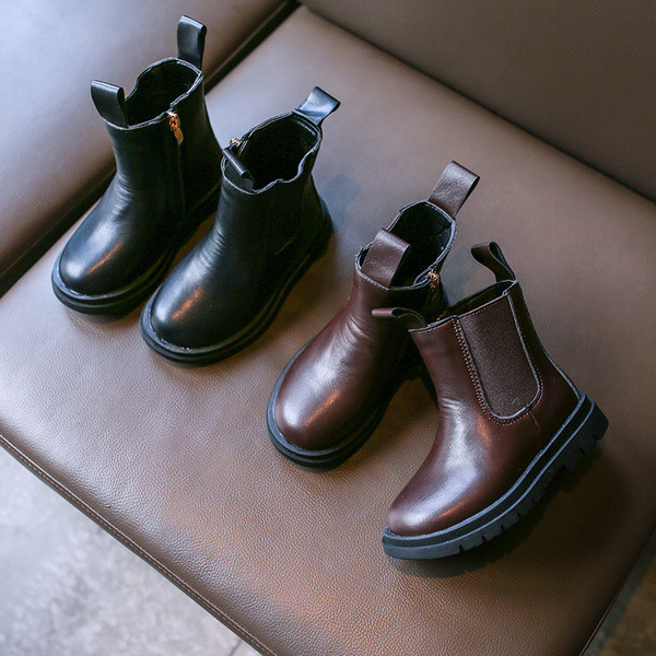 Έκο δερμάτινες παιδικές μπότες με επίπεδη σόλα - για κορίτσια