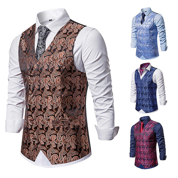 Ανδρικό γιλέκο με μοτίβο με κεντήματα