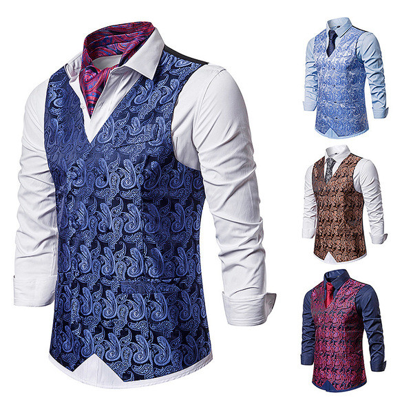 Ανδρικό γιλέκο με μοτίβο με κεντήματα