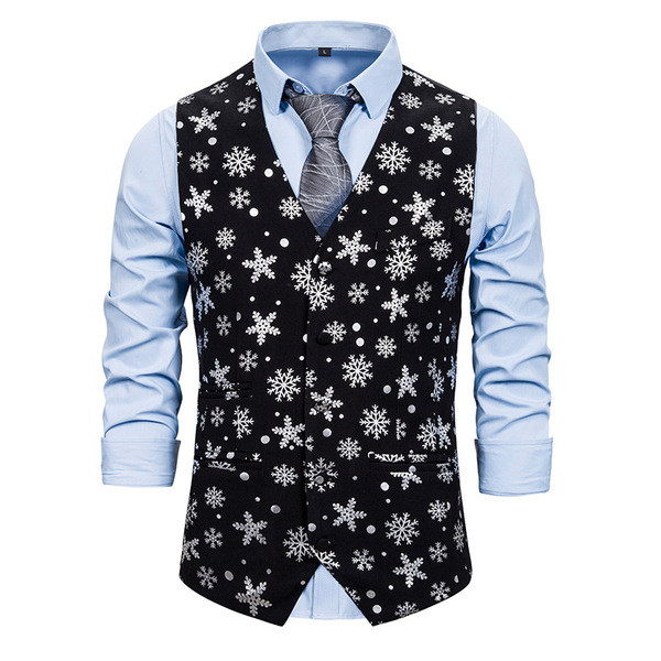 Modern férfi mellény mintával és V-nyakkal