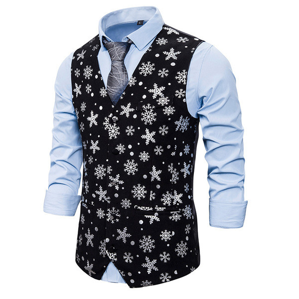 Modern férfi mellény mintával és V-nyakkal