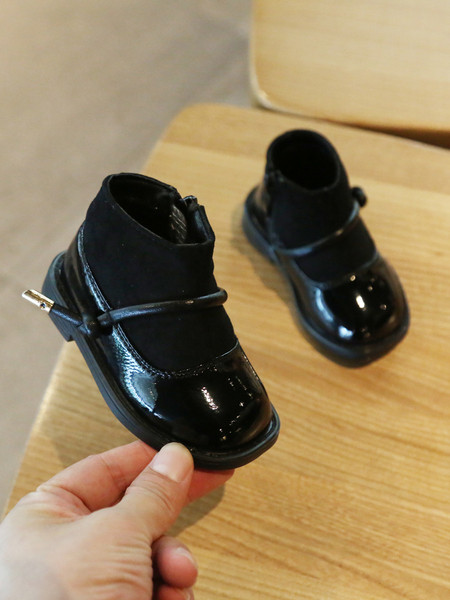 Παιδικές έκο δερμάτινες μπότες με επίπεδη σόλα - για κορίτσια