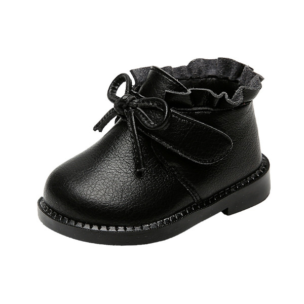 Παιδικές μπότες για κορίτσια με βολάν και κορδέλα από οικολογικό δέρμα