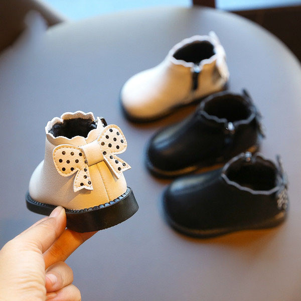 Μοντέρνες  παιδικές μπότες από οικολογικό δέρμα με κορδέλα για κορίτσια